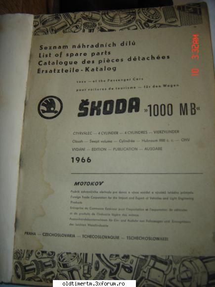 vand carte reparatii skoda 1000mb catalog piese (uzina) skoda